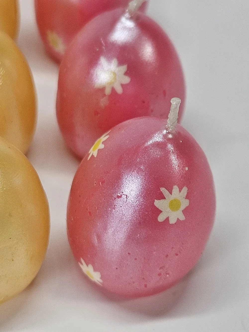 VINTAGE Mini Pastel Flower Detail Egg Shaped Candles Set of 12 Easter